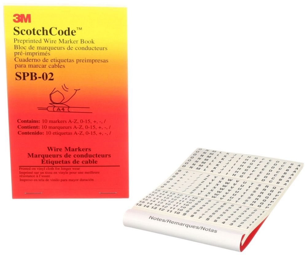 3M SPB-02 Scotchcode Pre-Printed Wire Marker Book, Black Print On A ...