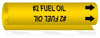 Legend #2 Fuel Oil B-689 Wrap Around Pipe Marker Black On Yellow Pvf Over-Laminated Polyester Brady 5693-O High Performance Legend #2 Fuel Oil B-689 Wrap Around Pipe Marker Black On Yellow Pvf Over-Laminated Polyester Brady 5693-O High Performance