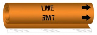B-689 Wrap Around Pipe Marker Black On Orange Pvf Over-Laminated Polyester Brady 5836-Ii High Performance Legend Lime