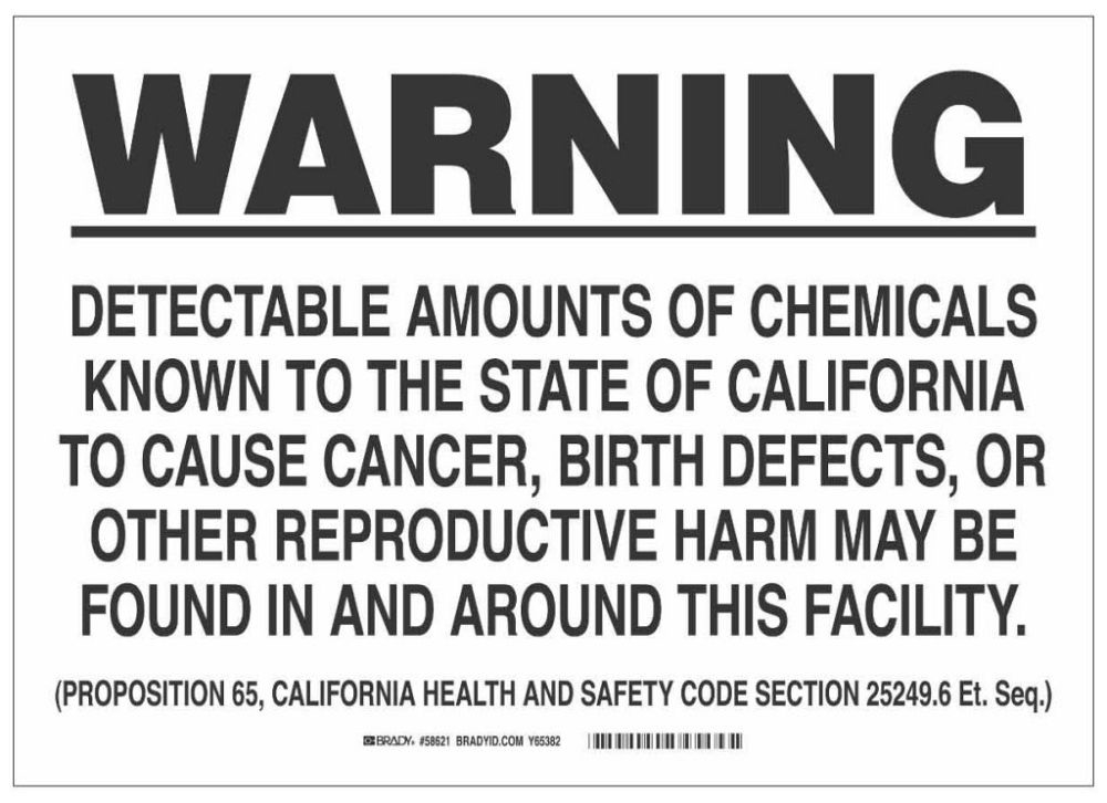 BRADY 122469 CALIFORNIA STATE SPECIFIC SIGN | Gordon Electric Supply, Inc.
