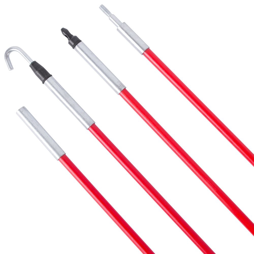 electrical fish pole FTIHTRY 45FT Fiberglass Running Wire Cable Glow Rods Wire Pulling, Rods Electrical Kit with 8 Different Attachments and Fish Tape Wire Puller Kit The luminescent materials quickly charge in most ambient light. Fiberglass Electrical Fish Rods Southwire