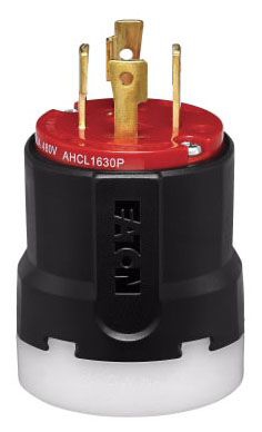 Cooper AHCL1630P Color Coded Locking Plug 30A 480V 3Ph 3P4W-Rd&Bk