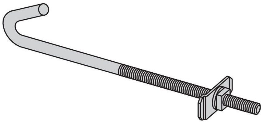 B-Line B701-J4-3/8ZN J-Hook, 5 1/2" Thread Len, Zinc Plated