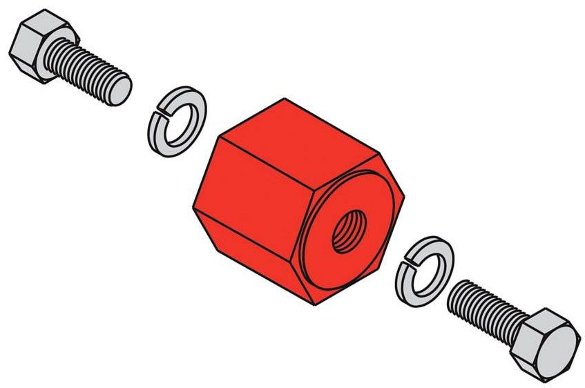 BLINE SB1154 1IN. STANDOFF ISOLATOR 1/4IN.20 THREAD RED Gordon