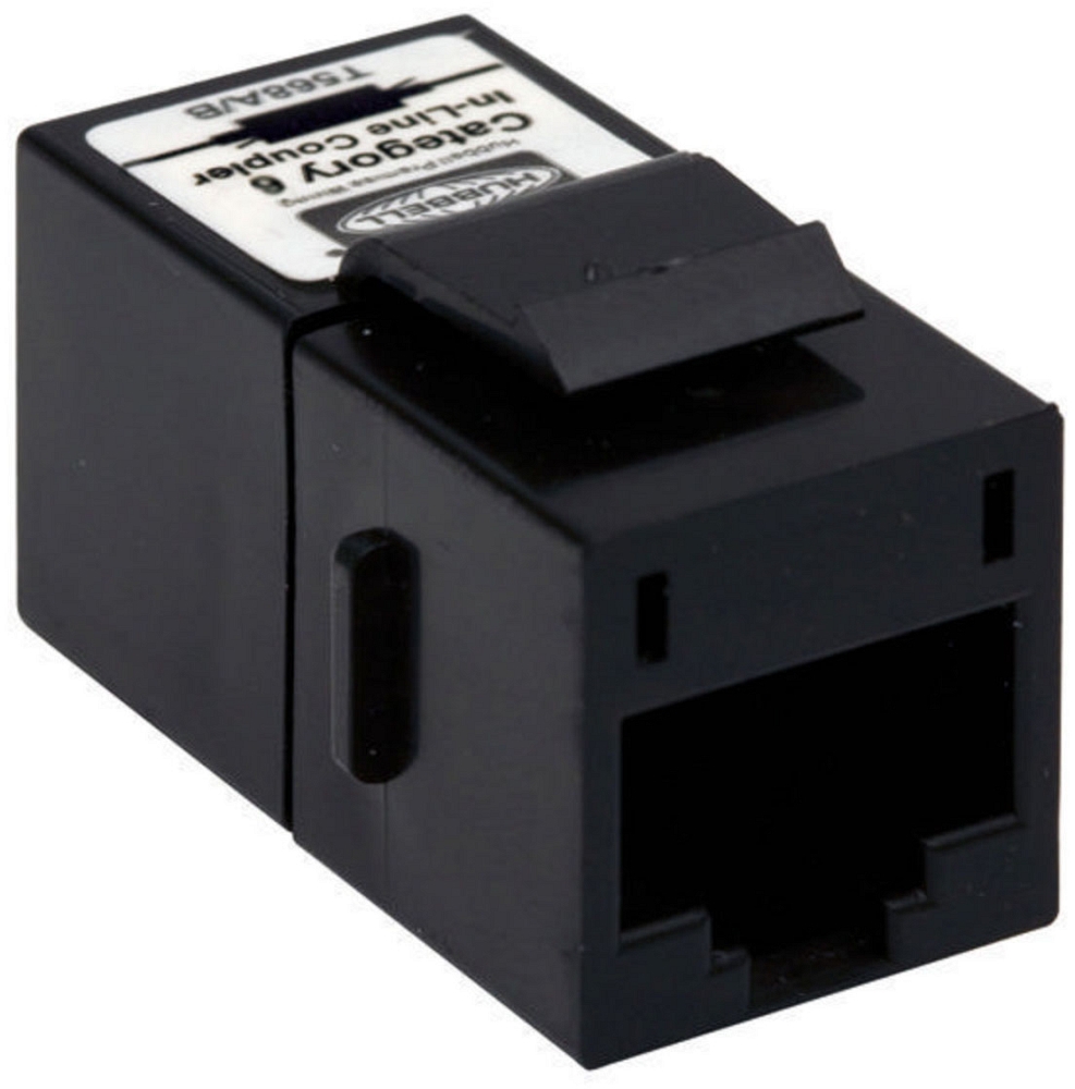 Hubbell SFC6BK Snap-Fit, Inline Coupler, Slim, Cat6, Black,