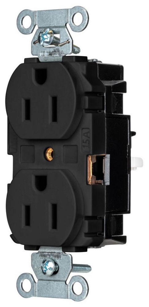 Hubbell 5252STBK Pro Receptacle, Commercial, Spring Termination, 15A ...