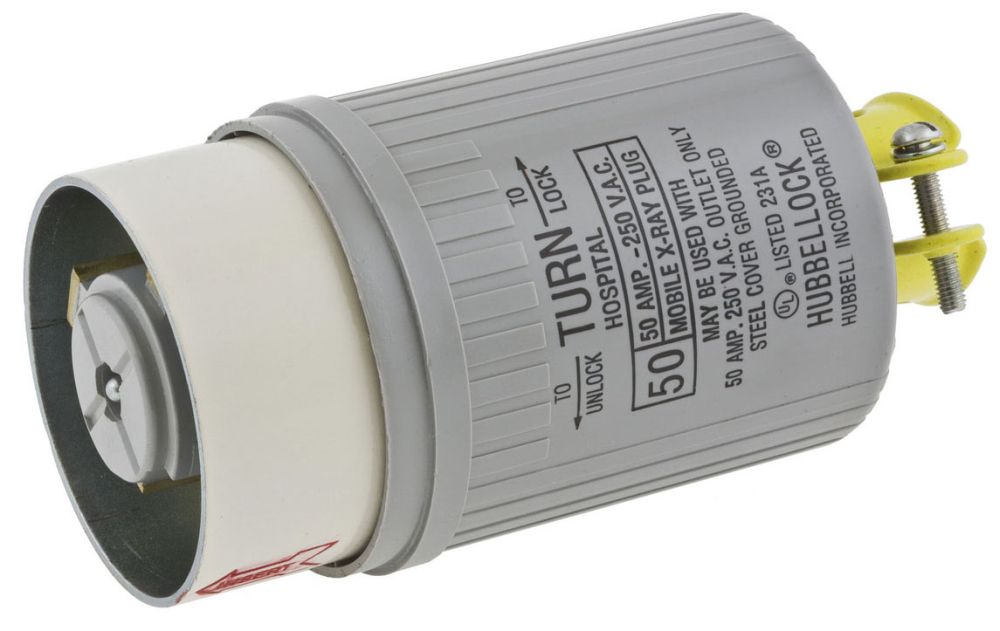 Hubbell HBL25525 Plug Mobile X-Rray,2P3W, 50A 250V,Cord-Gr