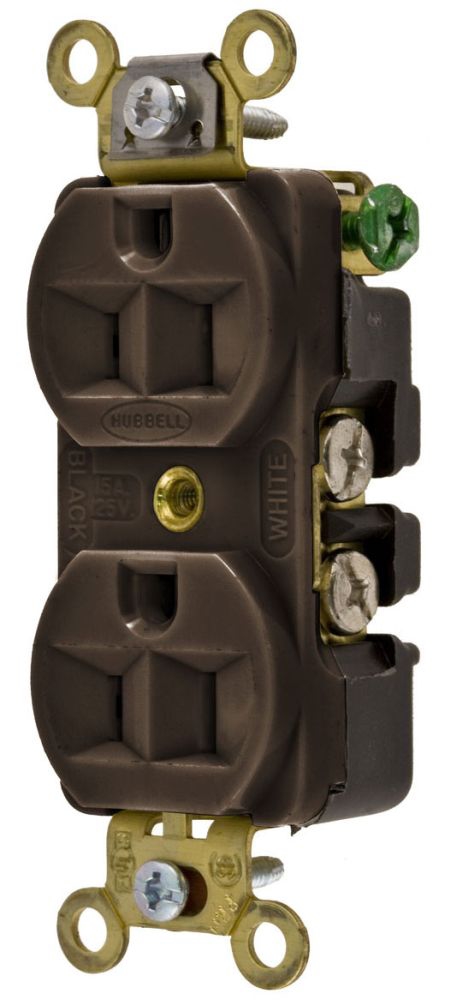 Bryant Hubbell Blue 15A 125V Duplex Receptacle – Heavy-Duty 5-15R Outlet, Back & Side Wired, Grounding Screw, Indoor Use