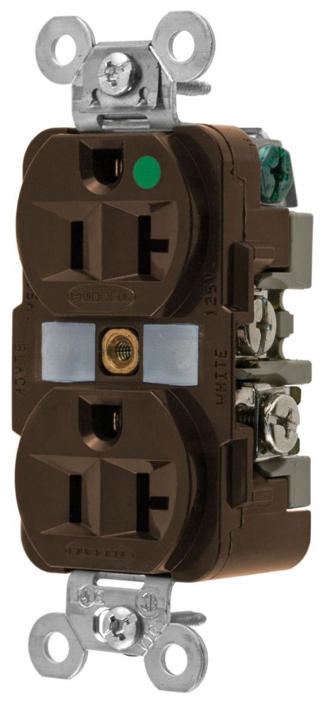 Hubbell HBL8300 Duplex Hospital Grade Receptacle-Nema5-20R Brown