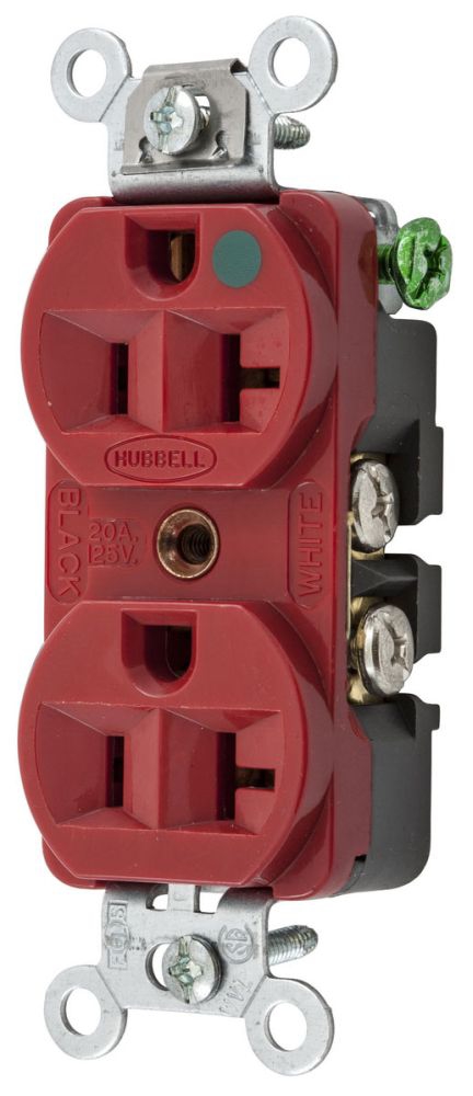 その他 HUBBELL HBL83001 Hubbell HBL8300W Duplex Hospital Grade Receptacle Nema5-20R White