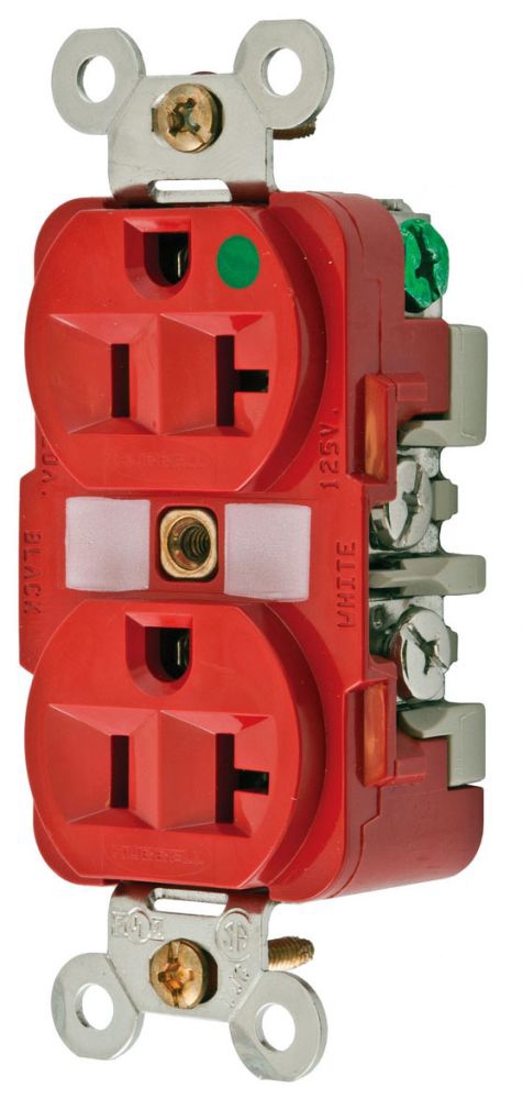 Hubbell HBL8300RMRI 20A 125 Mri Hospital Grade Receptacle Red