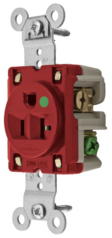 Hubbell HBL8310R Single Receptacle, Hospital Grade, 20A 125V, 5
