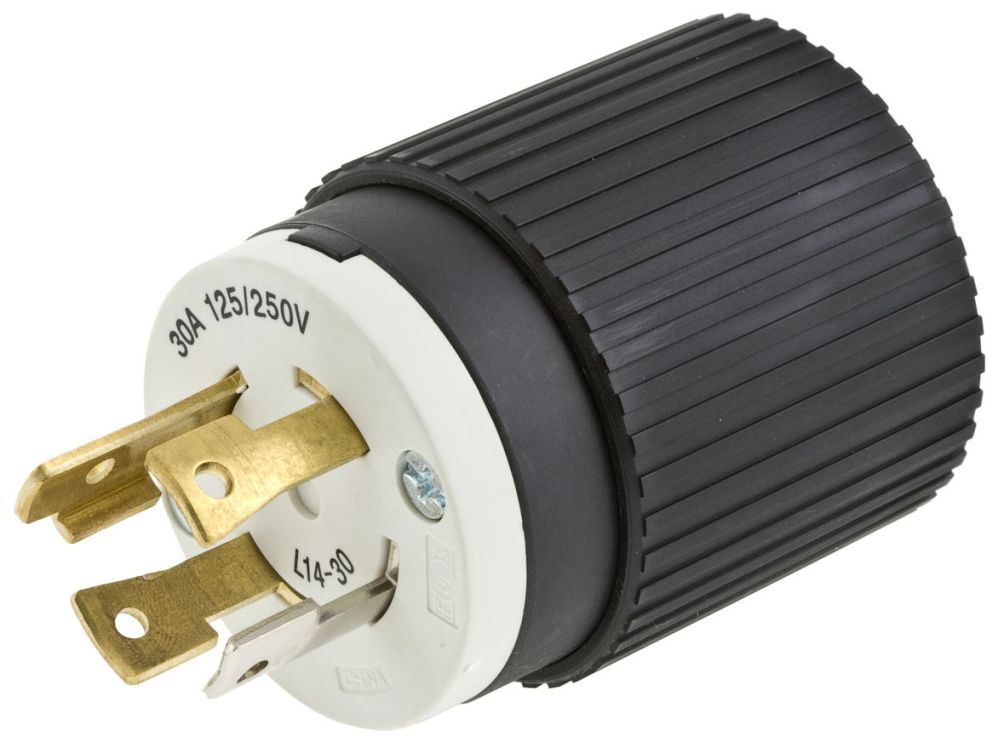 Hubbell Wiring Device-Kellems Watertight Locking Plug, L15-20P, 20 A 250v Ac Three Phase 3 Pole Screw Terminals Black Hbl26w75bk