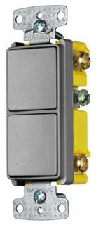Hubbell Rl159 Hubbell RCD103GY Combination, 15A S/P Rocker, 15A 3-Way Rocker, Gray ...