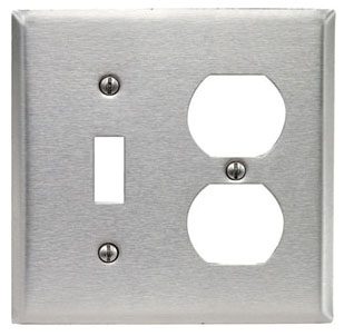 Leviton 84035-40 3-Gang No Device Blank Wallplate Stainless Steel Strap Mount