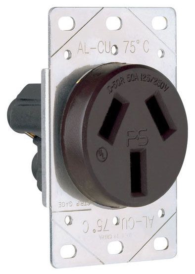 P&S 3890 50Amp 125/250Volt, Straight Blade Flush Receptacle, 3P 3Wire