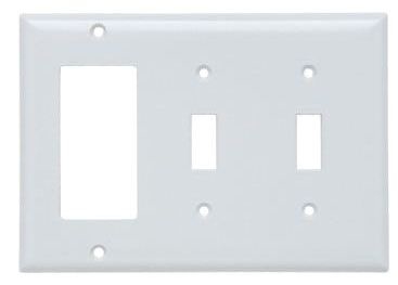 P&S SP2262-LA Smooth Wall Plate 2 Toggle 2 Decora Light Almond