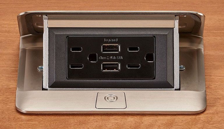 Wiremold DQFF15UST Dqf Field Wired Flip-Up Table Box w/15A USB