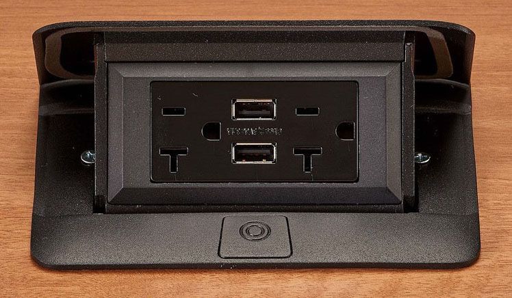 Wiremold DQFF20UBK Dqf Field Wired Flip-Up Table Box w/20A USB