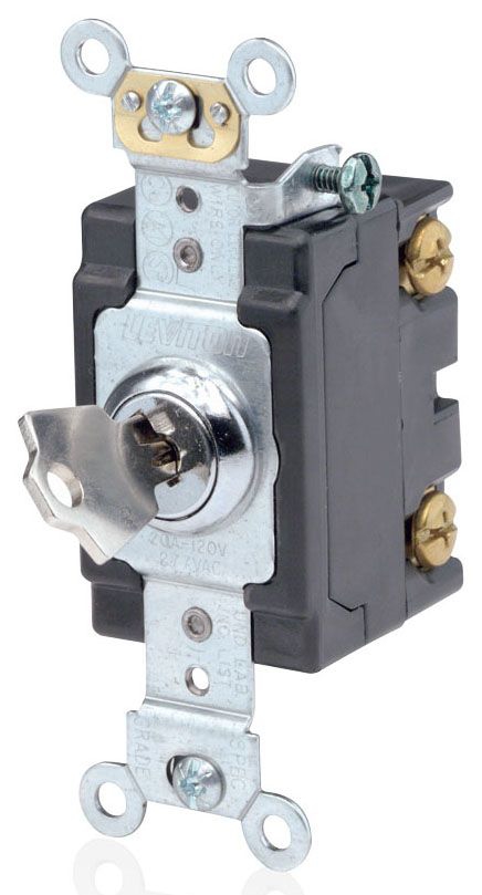 Leviton 1222-2KL 20A 2-Pole Key Locking Switch Chrome | Gordon