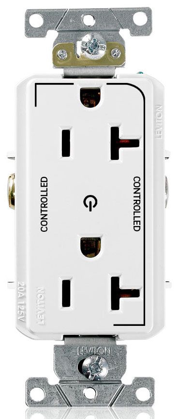 Leviton 16352 2PW Controlled White Decora Receptacle 20A Gordon Leviton 163522PW