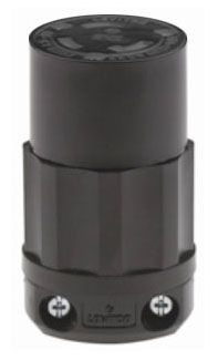 Leviton 2613 Industrial Locking Connector – 30 Amp, 125V, NEMA L5-30R, 2P 3W Grounding, Black & White