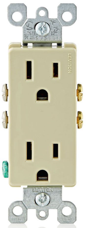 Leviton IVORY Duplex RECEPTACLE Side Wire 15A 125V 2W NEMA 1-15R NEW