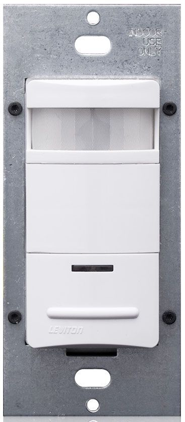 Leviton ODS06-IDW Decora PIR Occupancy Sensor Wall Switch - White, For LED Lights, 180° Coverage