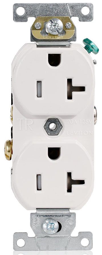 Leviton TBR20-W White 20A-125V Duplex Receptacle | Gordon Electric