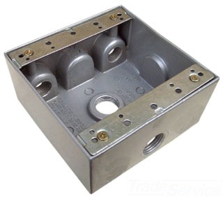 3/4-Inch Outlets Gray TayMac DB475S 4-1/2-Inch X 4-1/2-Inch Gang 2-Inch Deep Weatherproof Box 3/4-Inch Outlets Gray TayMac DB475S 4-1/2-Inch X 4-1/2-Inch Gang 2-Inch Deep Weatherproof Box