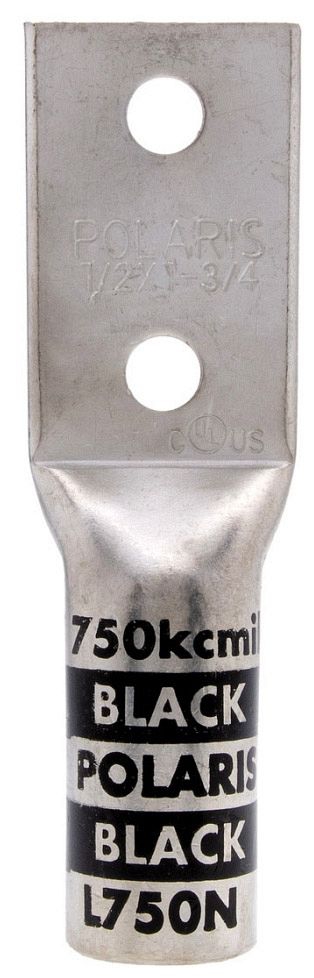 NSI L750N 750 MCM Copper Compression Lug, 1/2 Bolt Size, 2-Hole