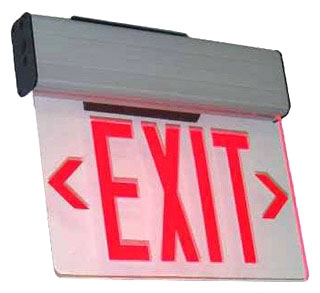 ESSE-B-2-R-2C Led Surf Edge-Lit Exit Sign, Blk Cas,2F,Rd Ltrs, Dual-Circ