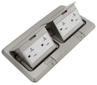 FLBPU-DD-C-SS Flr Box Pop-Up Cover Only W/ 2-Duplex Recep (T.R.), S.Steel