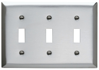 Switch Wall Plate P /& S SS3 Stainless Steel 3 Gang Standard