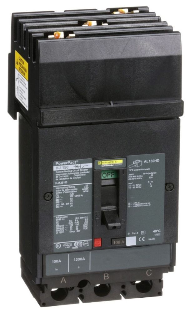 Square D HJA36100 Molded Case Circuit Breaker 600V 100A | Gordon