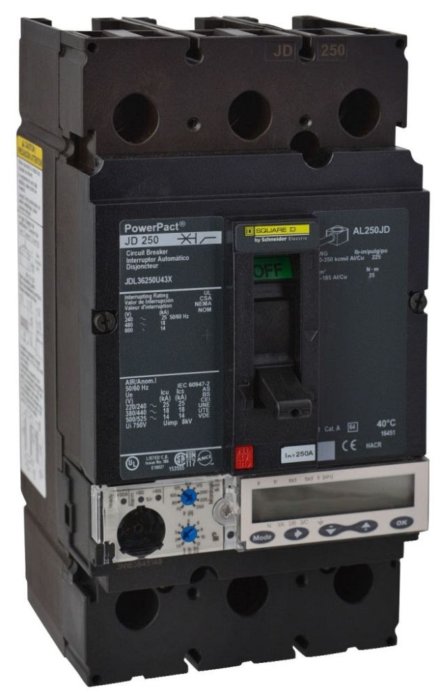 Square D JDL36250U33X Molded Case Circuit Breaker 600V 250A