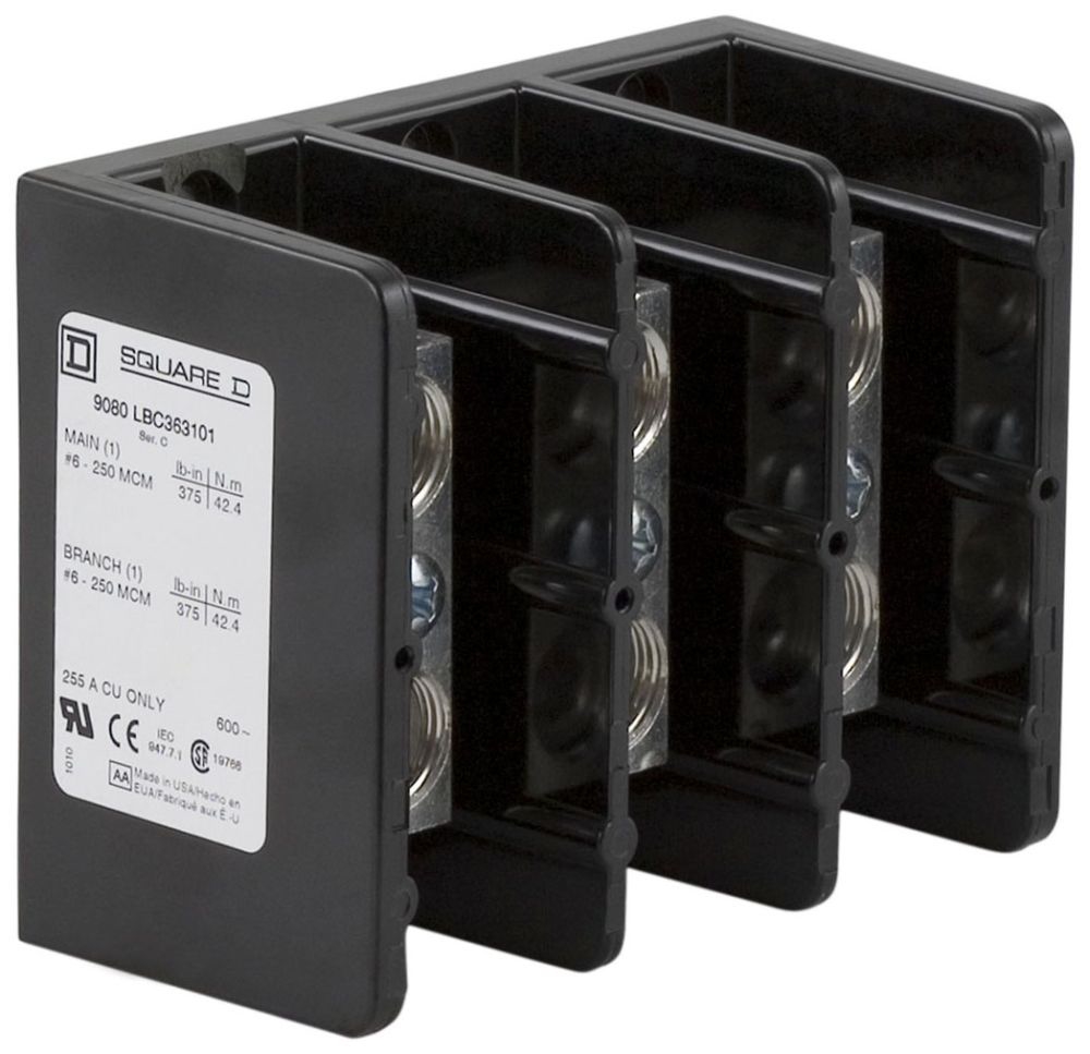 SQUARE D 9080LBC363101 POWER DISTRIBUTION BLOCK 600V 255A Gordon