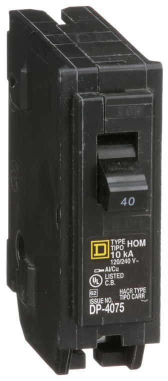 Square D HOM140 Circuit Breaker – 40A, 120/240V, 1-Pole, 10kA AIC Rating (Re-Certified) - View #4