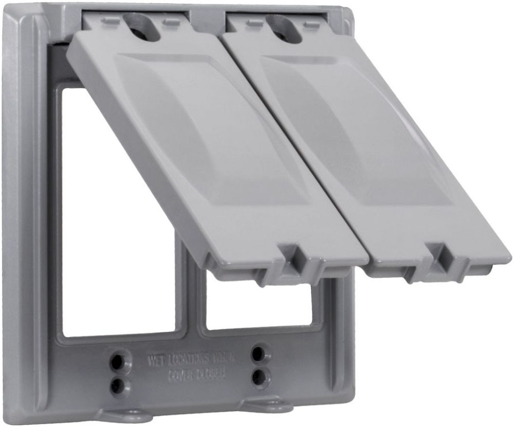 Copertura Per Presa Esterna Topaz WC2225: 2 Gang, Verticale, In Metallo Grigio, Resistente Alle Intemperie